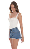 Distressed High Waisted Denim Shorts in Blue