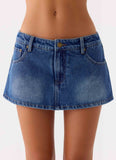 Sebastian Low Rise Denim Mini Skort Blue Wash