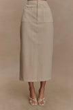 Fallon Denim Midi Skirt Stone Wash