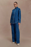 Lioda Oversized Denim Shirt Dark Blue
