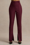 Wonder Woman Burgundy High Waist Tailored Trousers With Hem Split