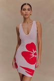 Dorothy Knit Print Mini Dress Red Deco Fleur Print