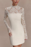 Aurelie Long Sleeve Lace Mini Dress Ivory