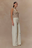 Leone One Shoulder Metallic Knit Top Gold