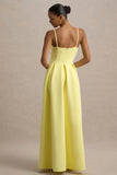 Bambina Lemon Scoop Neck Pleated Maxi Dress