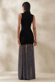 Felina Black High Neck Maxi Dress With Sheer Skirt
