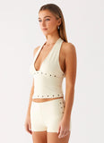 Roxy Halter Top Muted Yellow