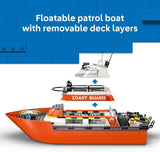 LEGO City Coast Guard Rescue Boat Helicopter Building Toys Kids Pretend Play Set for Boys Girls Ages 7 W 2 Rescue Boat Toys 5 Minifigures Dog Figure Gift Idea for Birthdays 60504