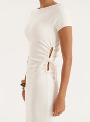 Off White Jersey Cut Out Maxi Dress