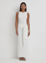 Cream Tie Front Maxi Dress