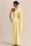 Sabella Lemon Asymmetric Neck Maxi Dress