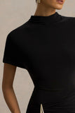 Arlena Black High Neck Wrapped Maxi Dress