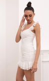 Ruffled And Ruched Dress in White