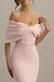 Bayshore Pink Bow Bardot Midi Dress