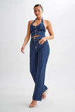 Janine High Waisted Straight Leg Jeans Dark Blue
