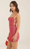 Strappy Dress in Red Shimmer