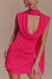 Giulia Chiffon Draped Mini Dress Raspberry