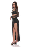 Sequin Beaded Two Piece Set in Black