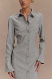 Dorian Fitted Shirt Mini Dress Charcoal Marle
