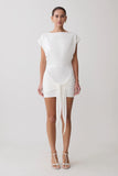 Maiara Shortsleeve Slinky Tie Mini Dress White