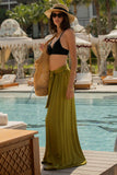 Tyrell Olive Pleated Satin Wide Leg Trousers