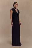 Giulia Chiffon Draped Maxi Dress Black
