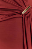 Veda Slinky Halter Maxi Dress Russet