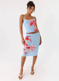 Tamia Midi Skirt Blue Petal