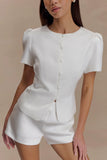 Anne Satin Mini Short White