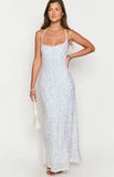 Andrea White Velvet Sequin Maxi Dress