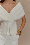 Rayne Off Shoulder Denim Top White