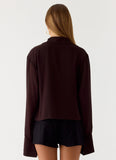 Annah Wrap Shirt Chocolate