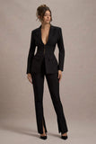 Wonder Woman Black High Waist Tailored Trousers With Hem Split