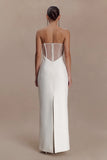 Sloane Strapless Maxi Dress With Pearls White