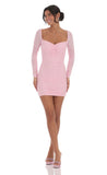 Rhinestone Long Sleeve Bodycon Dress in Pink
