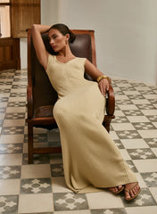 Lemon Knitted Sleeveless Maxi Dress