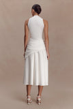 Emily Wrapped Waist Midi Dress White