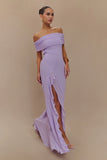 Audrey Off Shoulder Mesh Maxi Dress Lilac