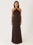 Samaria Halter Maxi Dress Chocolate