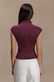 Freesia High Neck Sleeveless Top Mahogany