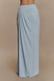 Calandra Slinky Maxi Skirt Pale Blue