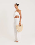 White Cotton Bandeau Crop Scarf Top