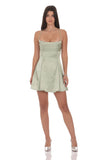 Satin Draped A Line Dress in Sage