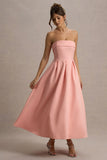 Annalise Pink Bandeau Skater Midi Dress
