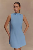 Wynter Scarf Draped Mini Dress Sky Blue