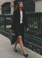 Black Tailored Belted Longline Trench Coat