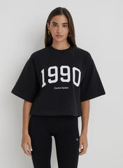 Black Oversized 1990 Graphic Boxy Sweat Top