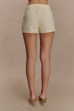 Ebony Embroidered Denim Micro Shorts Cream