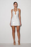 Raina Diamante Halter Mini Dress White