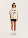 Cream Sports Club Slogan Oversized Hoodie
